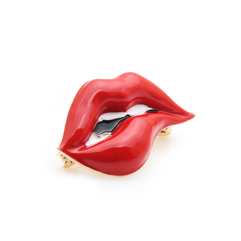 Red lip oil drop brooch