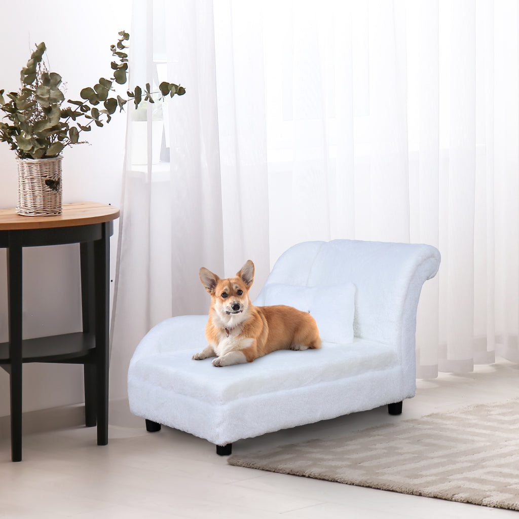 PawHut Pet Sofa Small Sized Dog Sponge Cushioned Soft Long Plush Bed