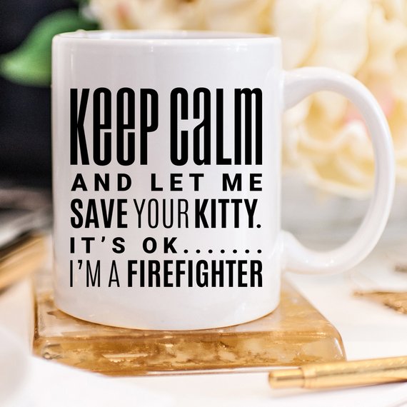 Fireman Firefighter Save The Kitty Coffee Mug,