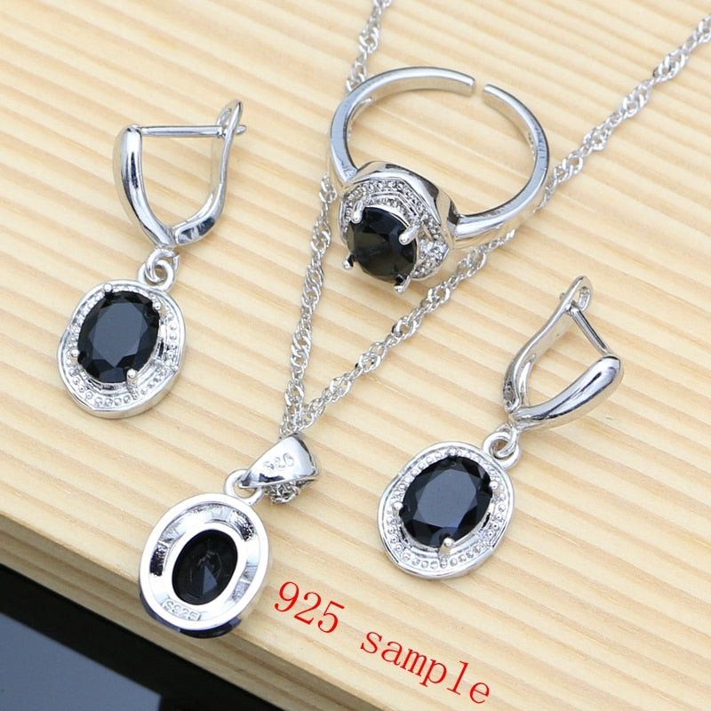 12 Colors Gemstone Silver 925 Jewelry Sets