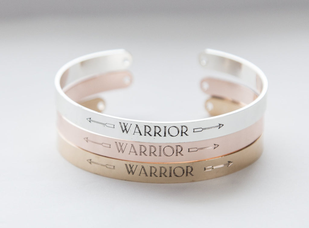 Warrior Bracelet, Inspirational Message Bracelet Gift, Warrior Cuff