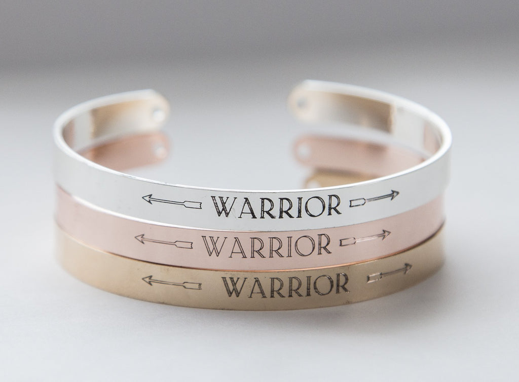 Warrior Bracelet, Inspirational Message Bracelet Gift, Warrior Cuff