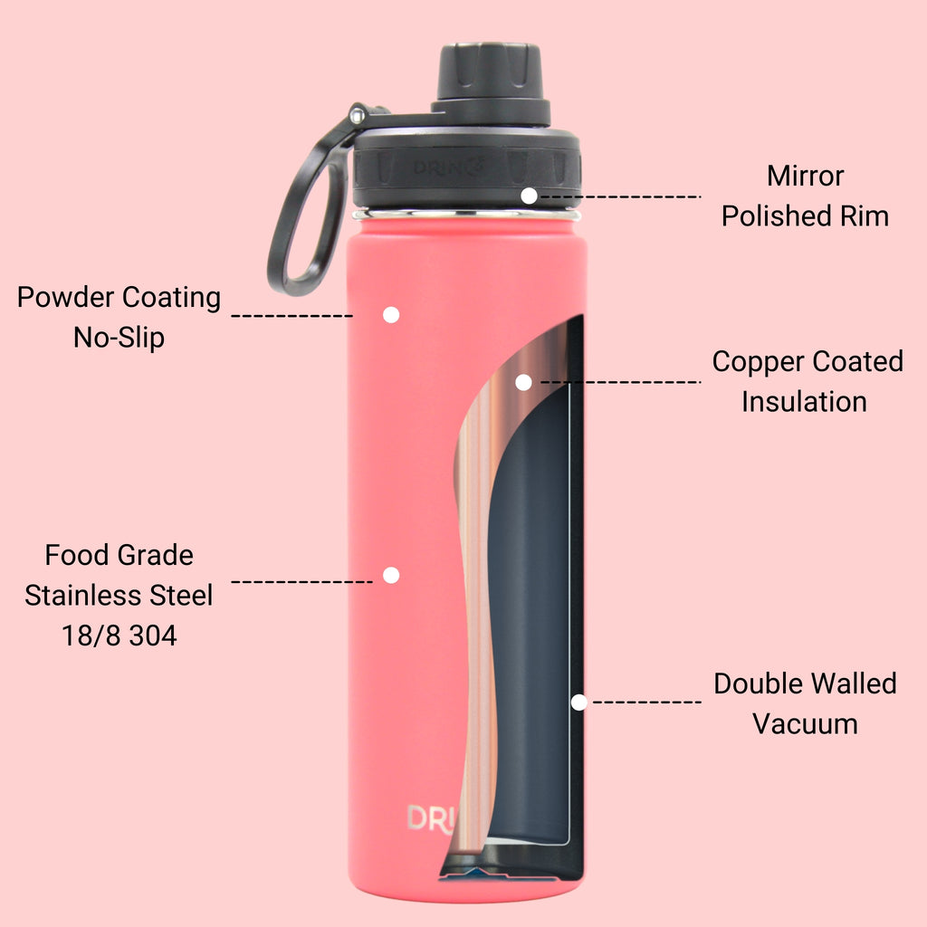 DRINCO® 22oz Stainless Steel Sport Water Bottle - Coral Paradise