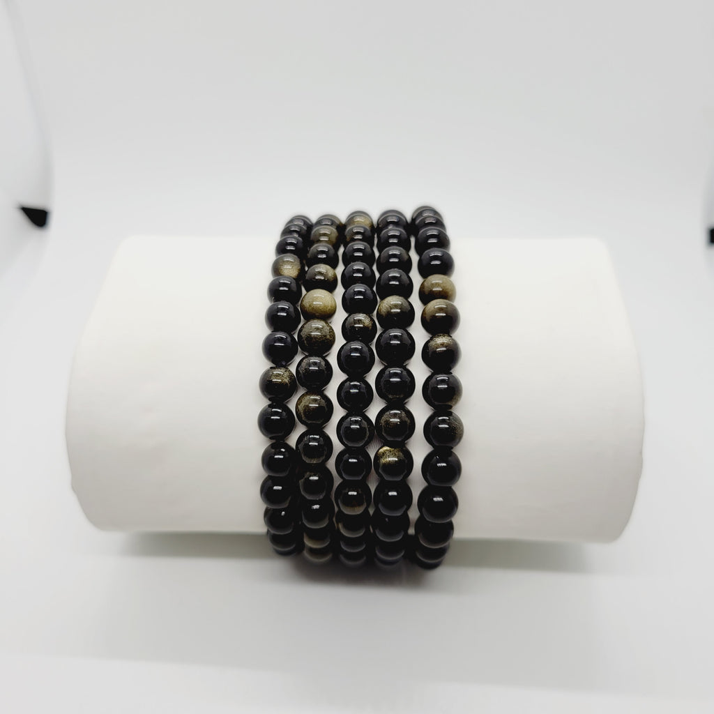 Gold Sheen Obsidian Stone Bracelets Metaphysical Reiki Boho