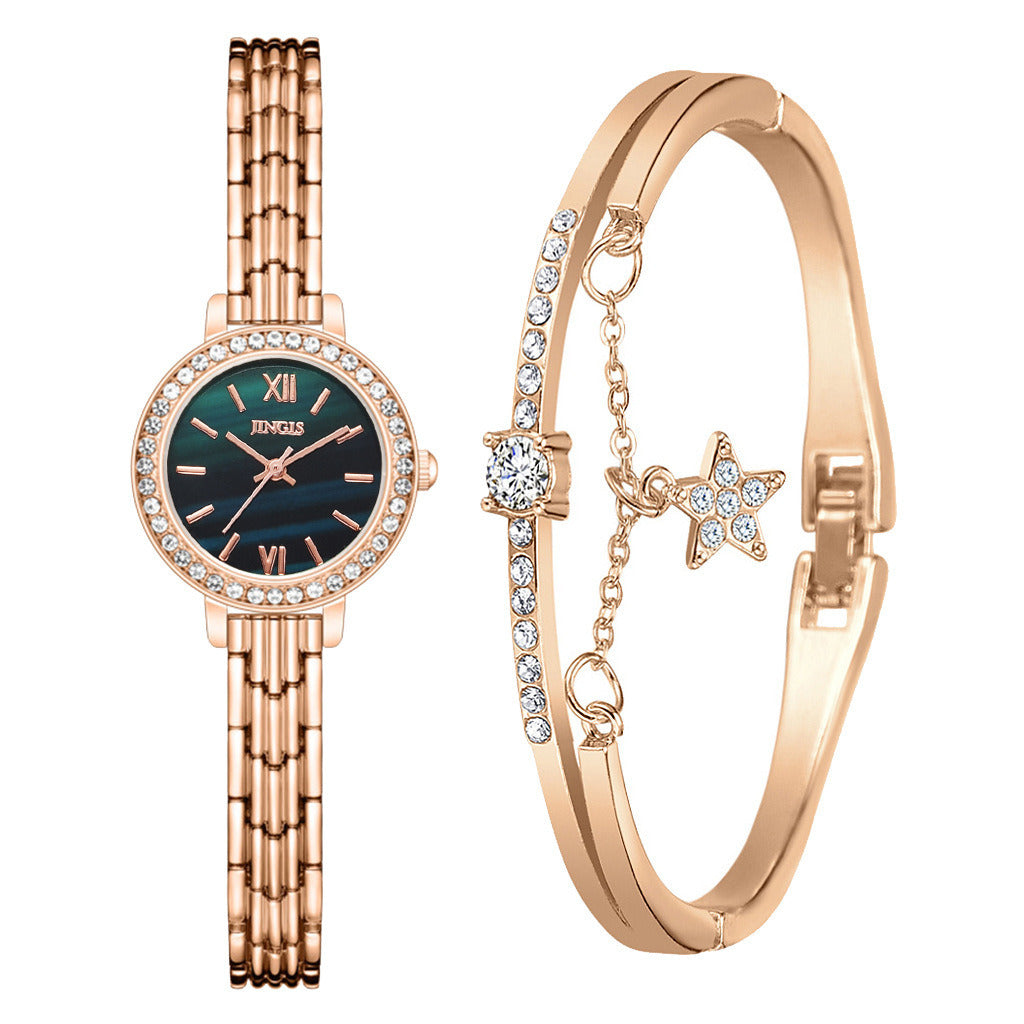 Ladies Quartz Watch Star Bracelet Fashion Combination Set