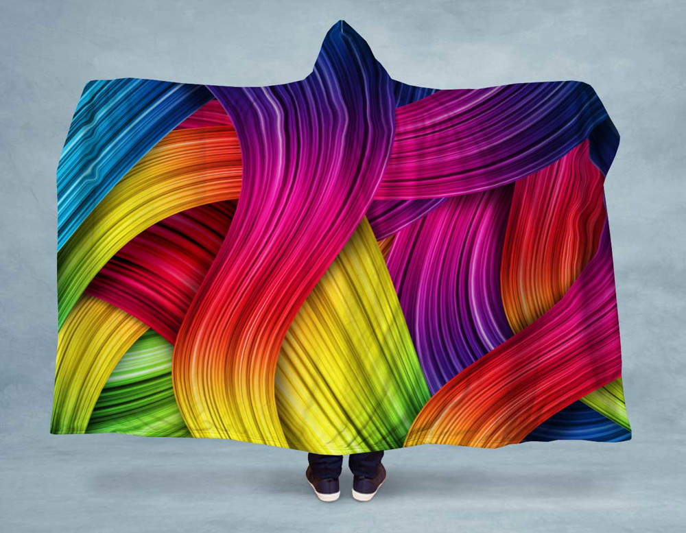 Colorful Paint Strokes NEON Hooded Blanket