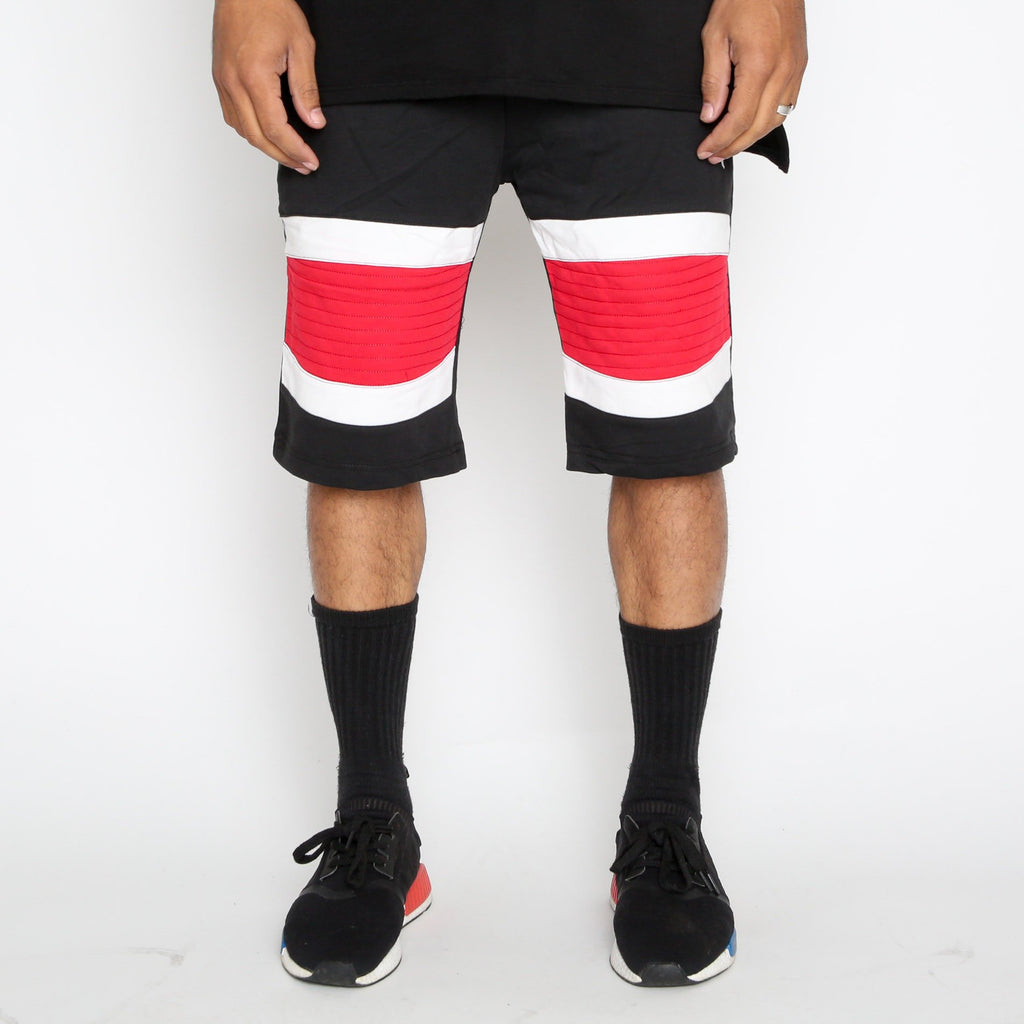 Red Stripe Moto Shorts