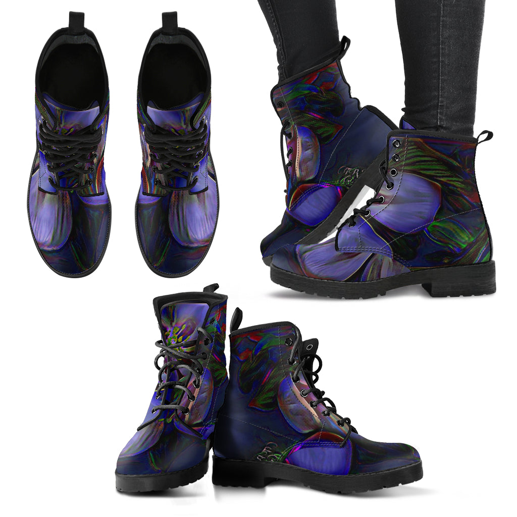 Floral Embosses: Double Columbine Women's Leather Boots