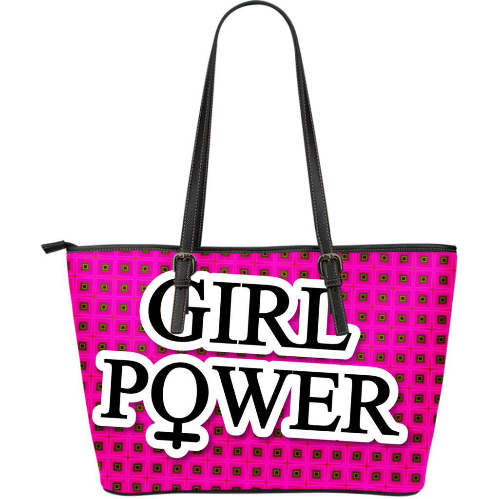 Large leather tote bag girl power