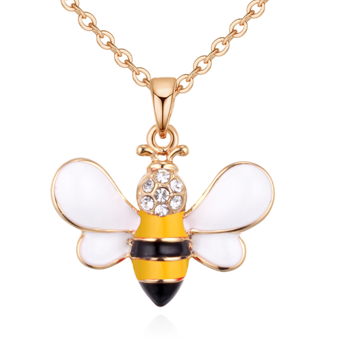 Cute Drop Oil Studded Bee Pendant