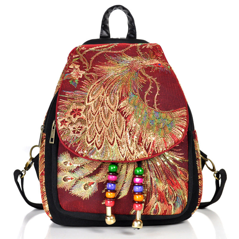 Peacock embroidered bag