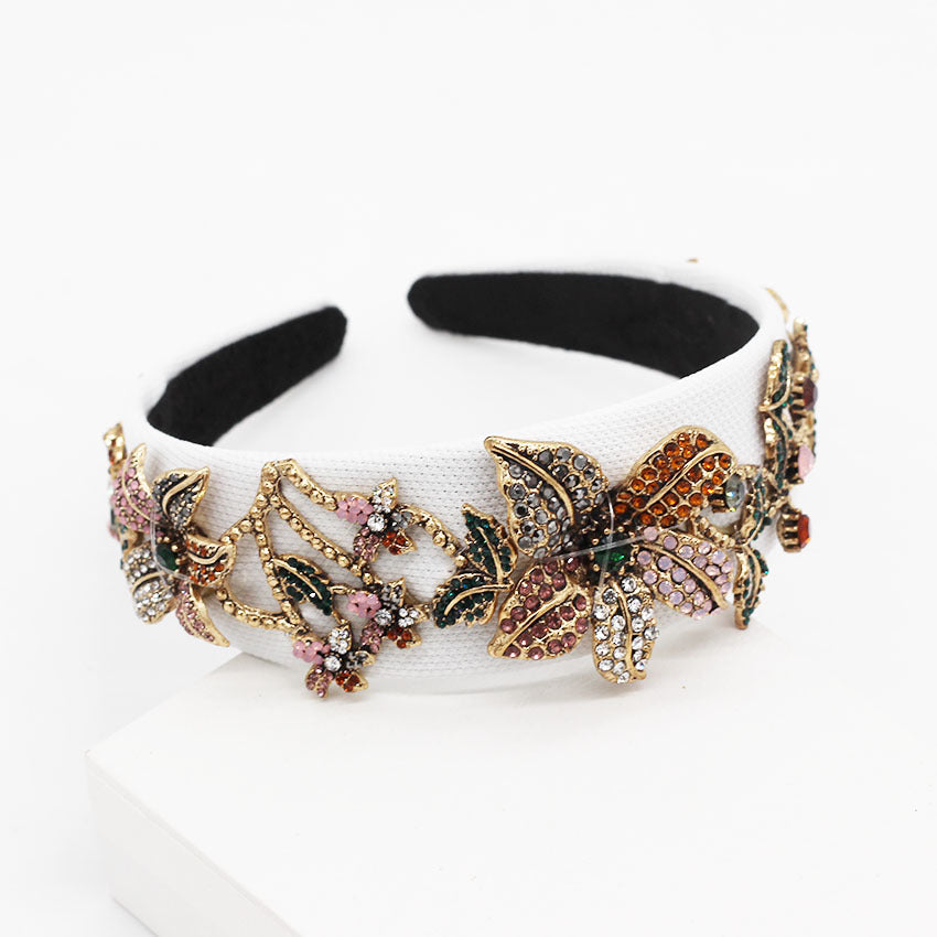 Baroque fashion diamond colored flower headband