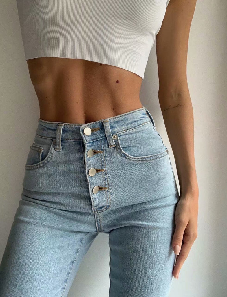 Women Single-brested Slimming Denim Jeans