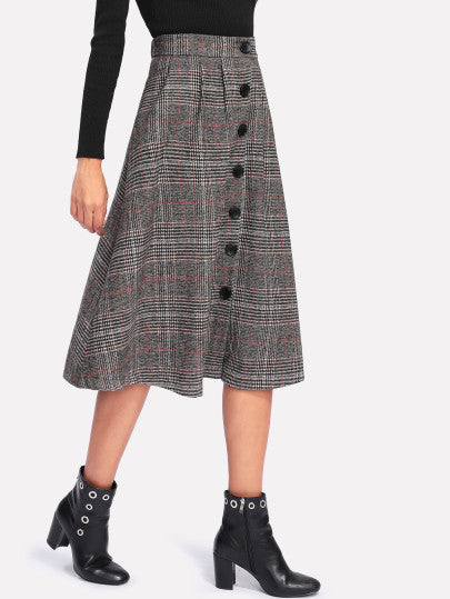 Wales Check Single Breasted Skirt