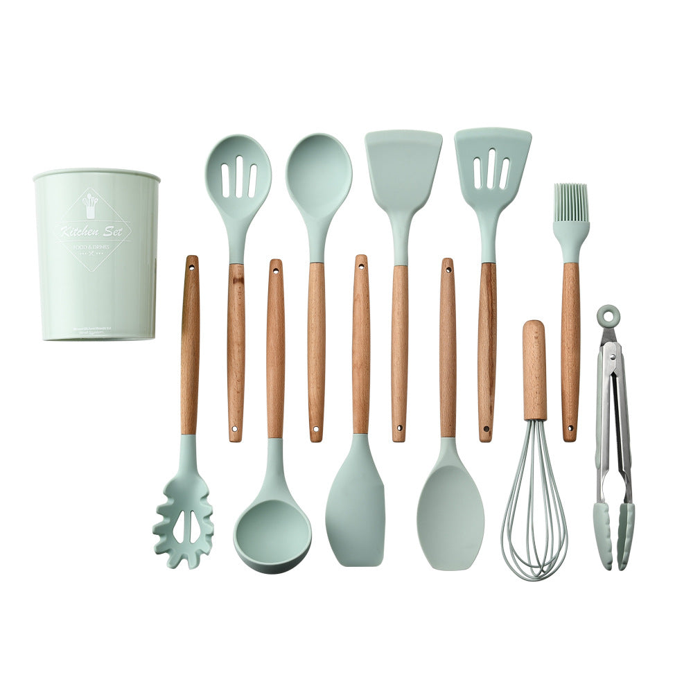 Silicone Kitchenware with Wooden Handle