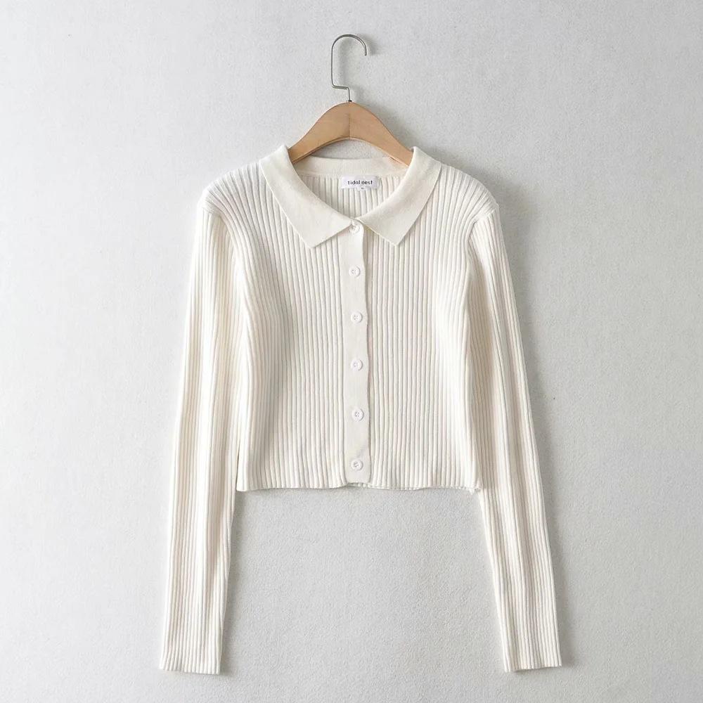 Women Polo Knitted Cardigan Coat