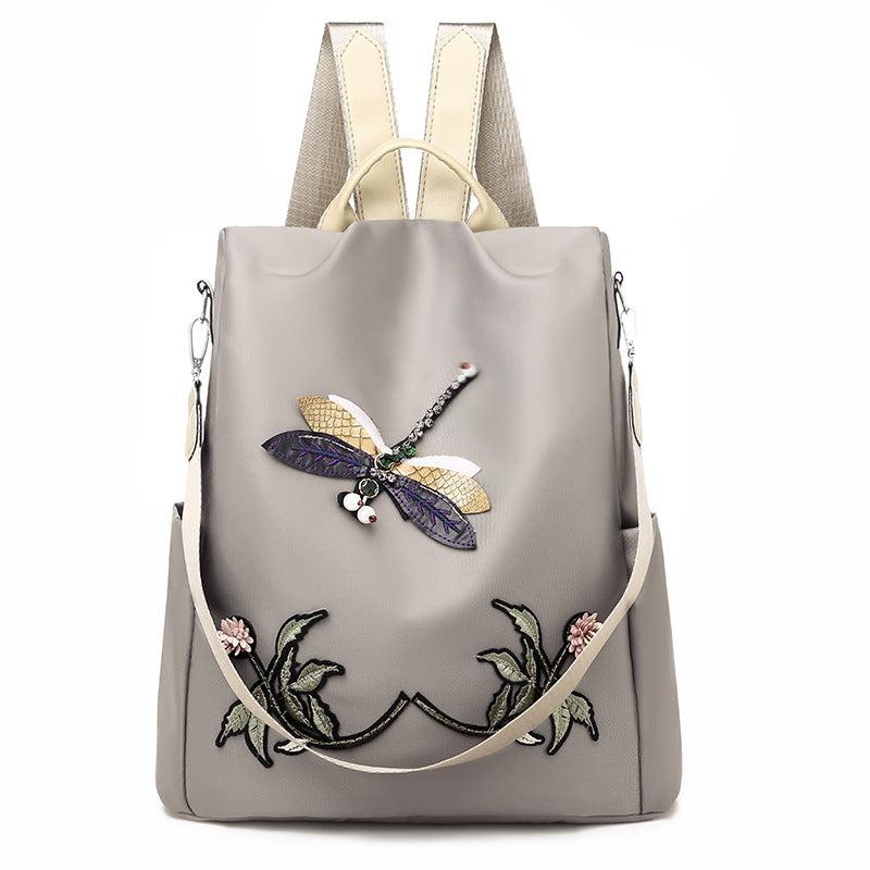 Oxford cloth embroidered Dragonfly Travel Backpack