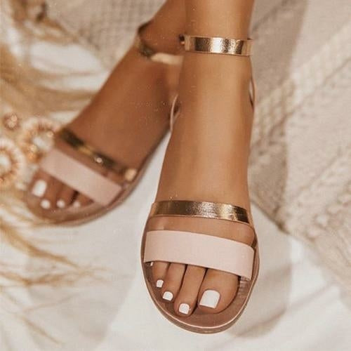 Gold Ankle Buckle Shoes