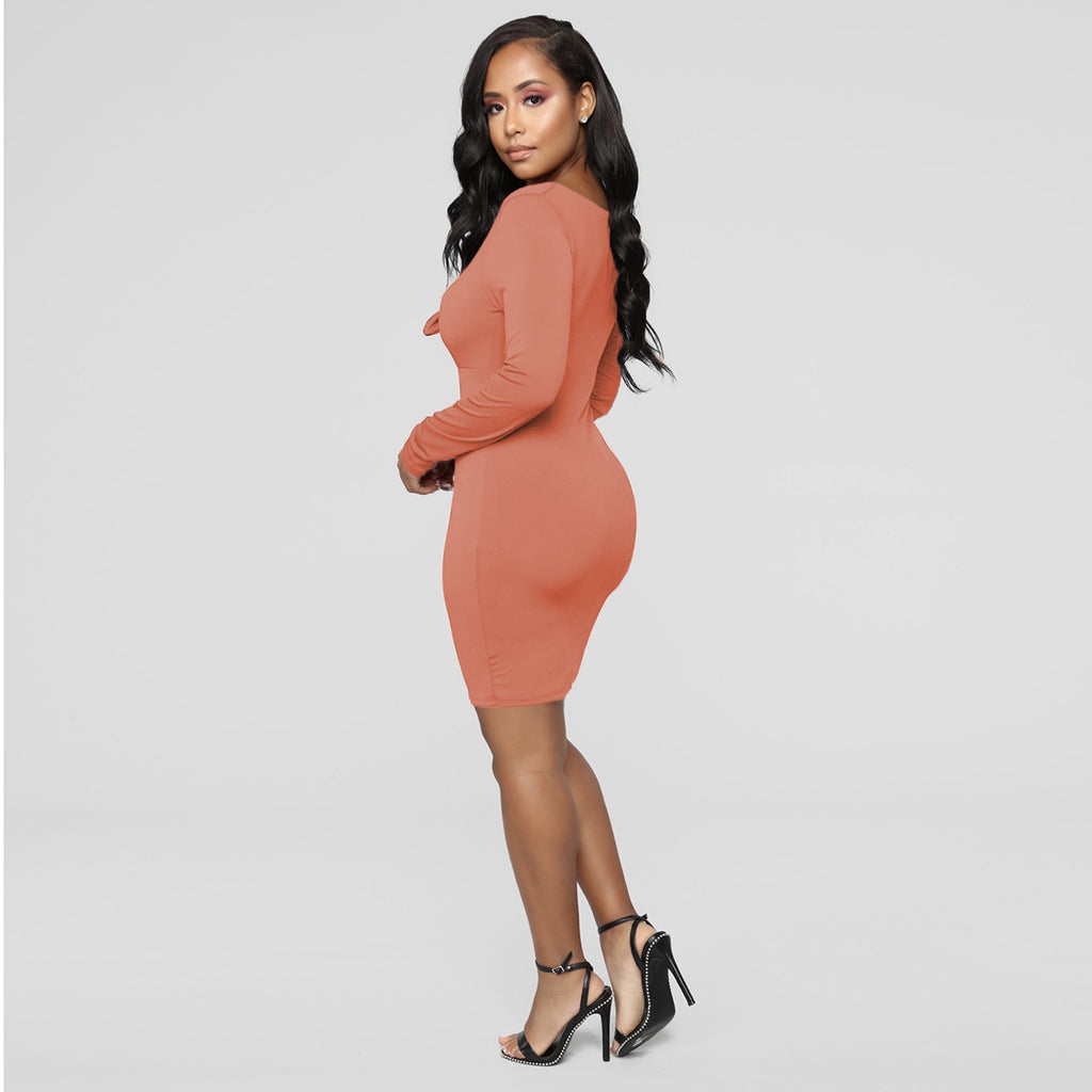 Sexy long-sleeved strapless cutout sexy dress