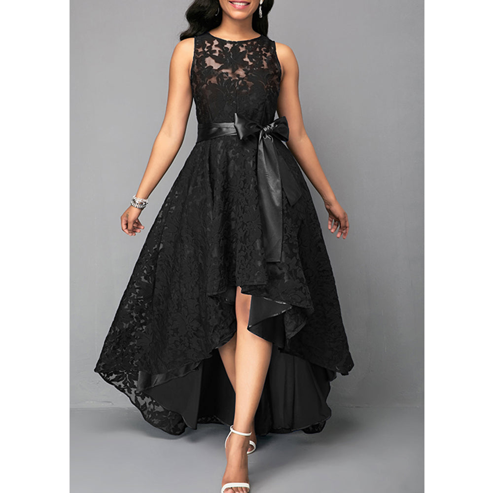 Embossed lace irregular dress
