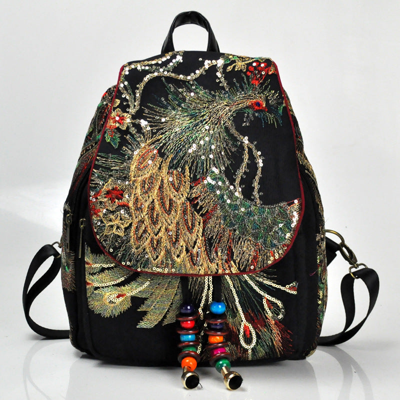 Peacock embroidered bag