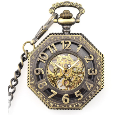 Bronze Skeleton Steampunk Pocket Watch