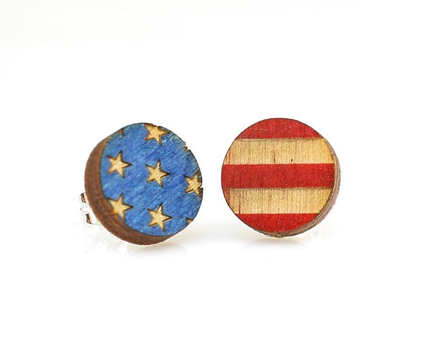 USA Flag Stud Earrings #3006