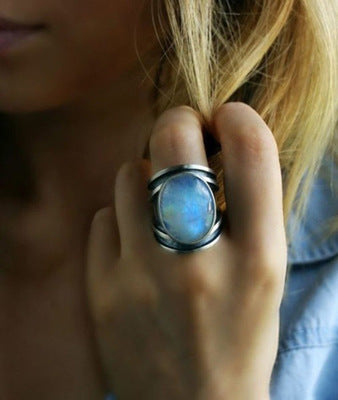 Colorful moonstone ring