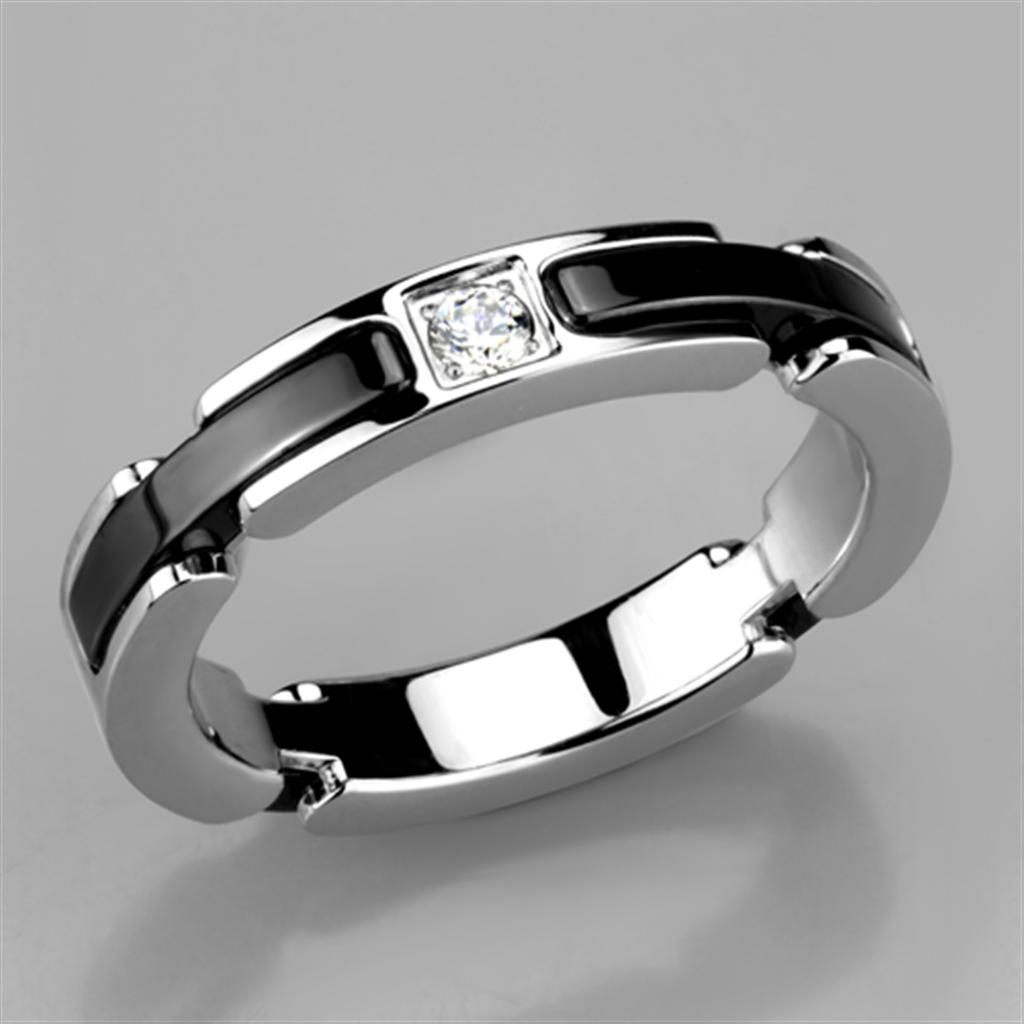 3W962 - High polished (no plating) Stainless Steel Ring with Ceramic