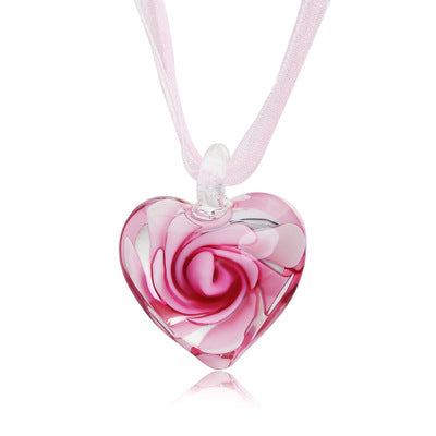 Heart Pendant Necklace inlaid with spiral ribbon