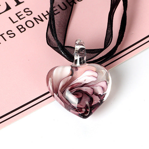 Heart Pendant Necklace inlaid with spiral ribbon