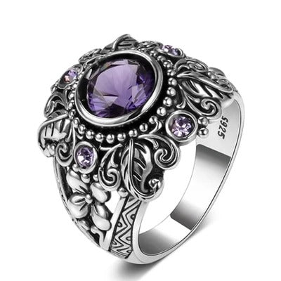 Carved amethyst ring