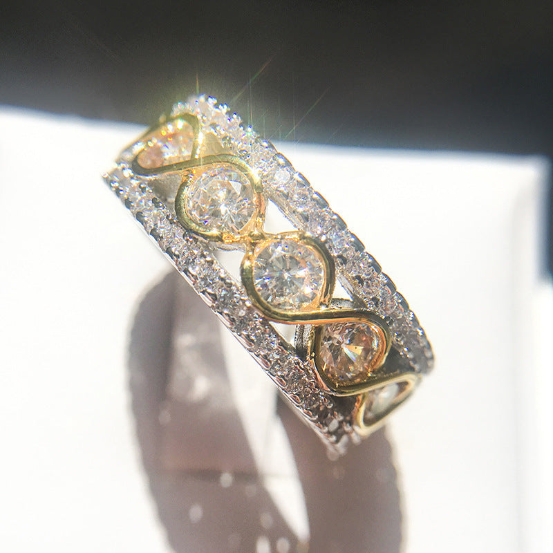 Gold-plated color zircon ring