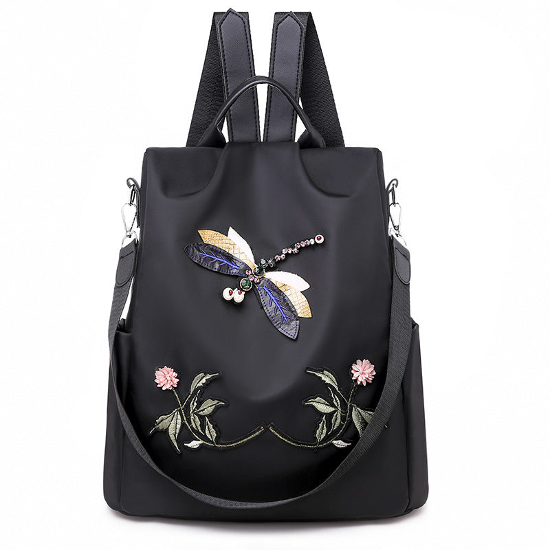 Oxford cloth embroidered Dragonfly Travel Backpack