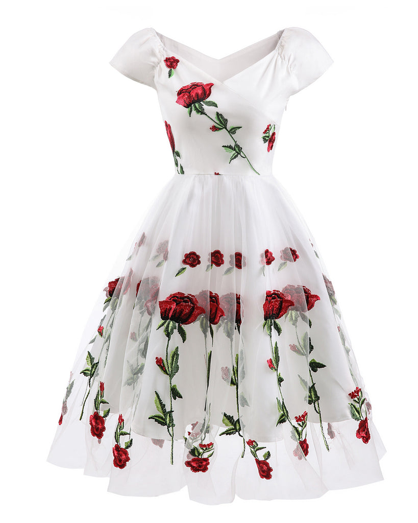 Evening rose lace dress