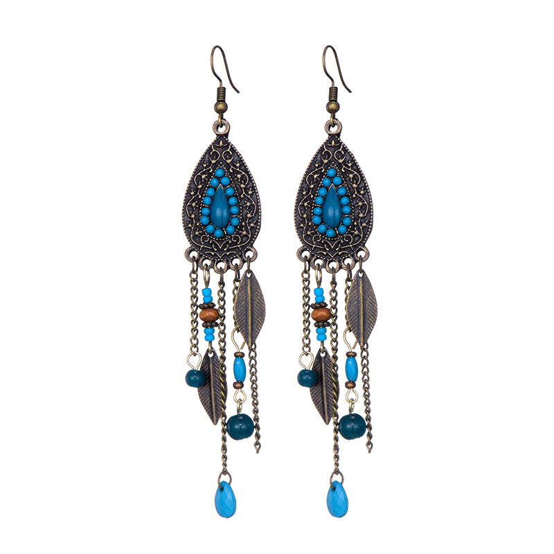 Ethnic style alloy crystal earrings