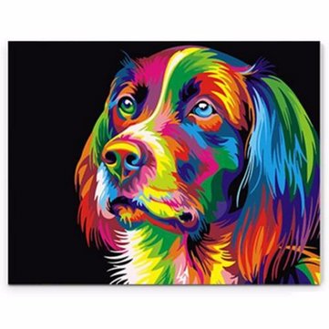 ColorFul Puppy Dog Home Decor Wood Framed