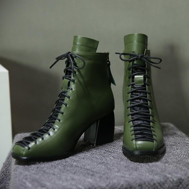 Army green lace up Martin boots