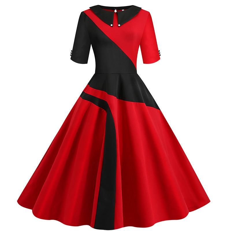Red & Black Dress with three-quarter sleeves