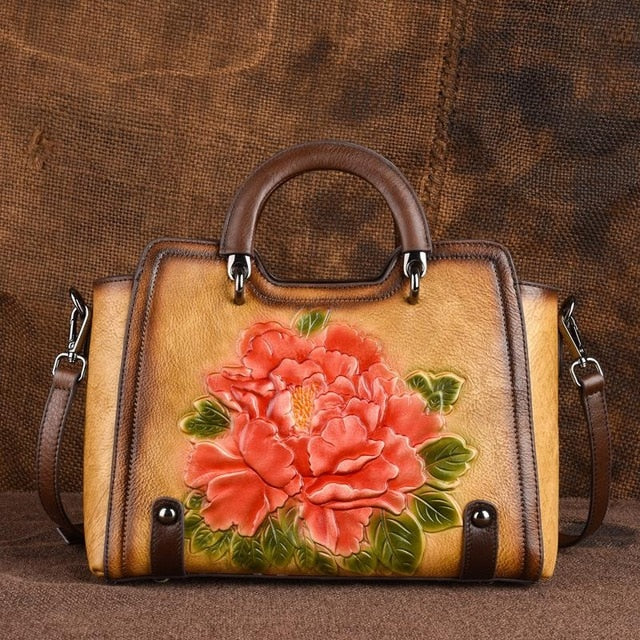 Vegetable Tanned Leather Retro Handbag