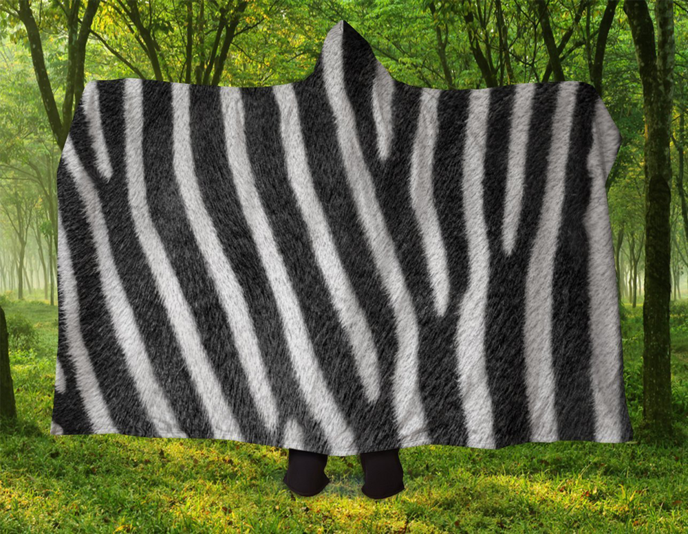 Zebra Print Hooded Blanket