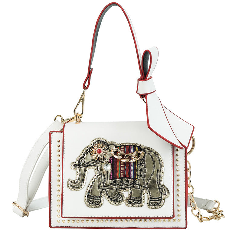 Rivet embroidery small square bag