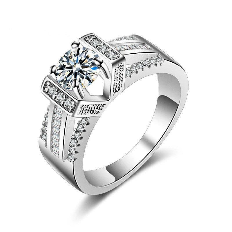 Diamond zircon geometric ring