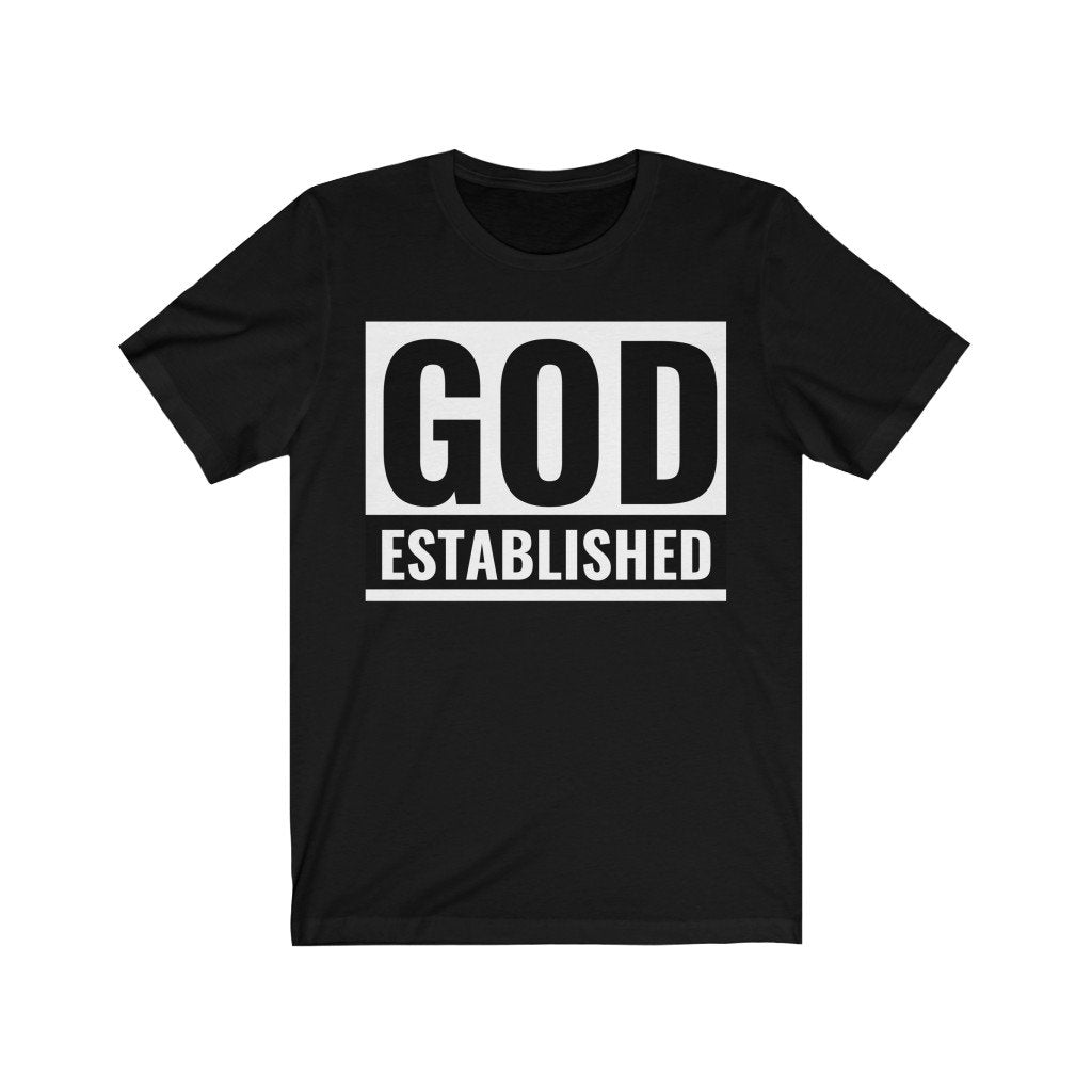 Short Sleeve Graphic T-Shirt, God Established Tee - Black & White /