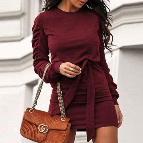 Solid Hooded Pullover Dress