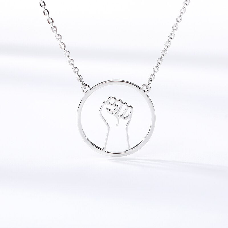 Cute Hand Gesture Necklace Stainless Steel Stamped