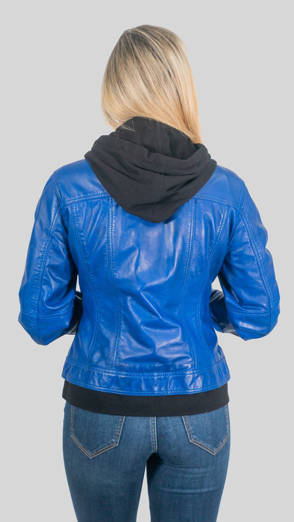 Annalise Womens Leather Jacket Blue