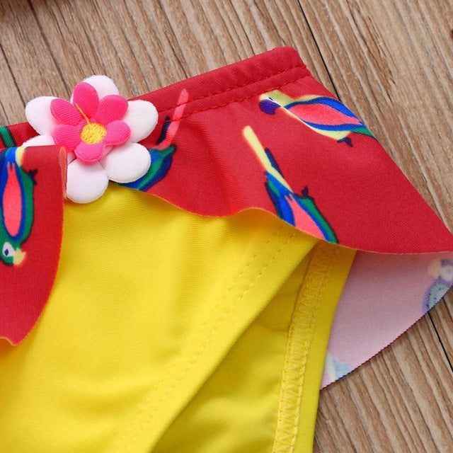 Fantastic Infant Girls Bird Flower Swimwear