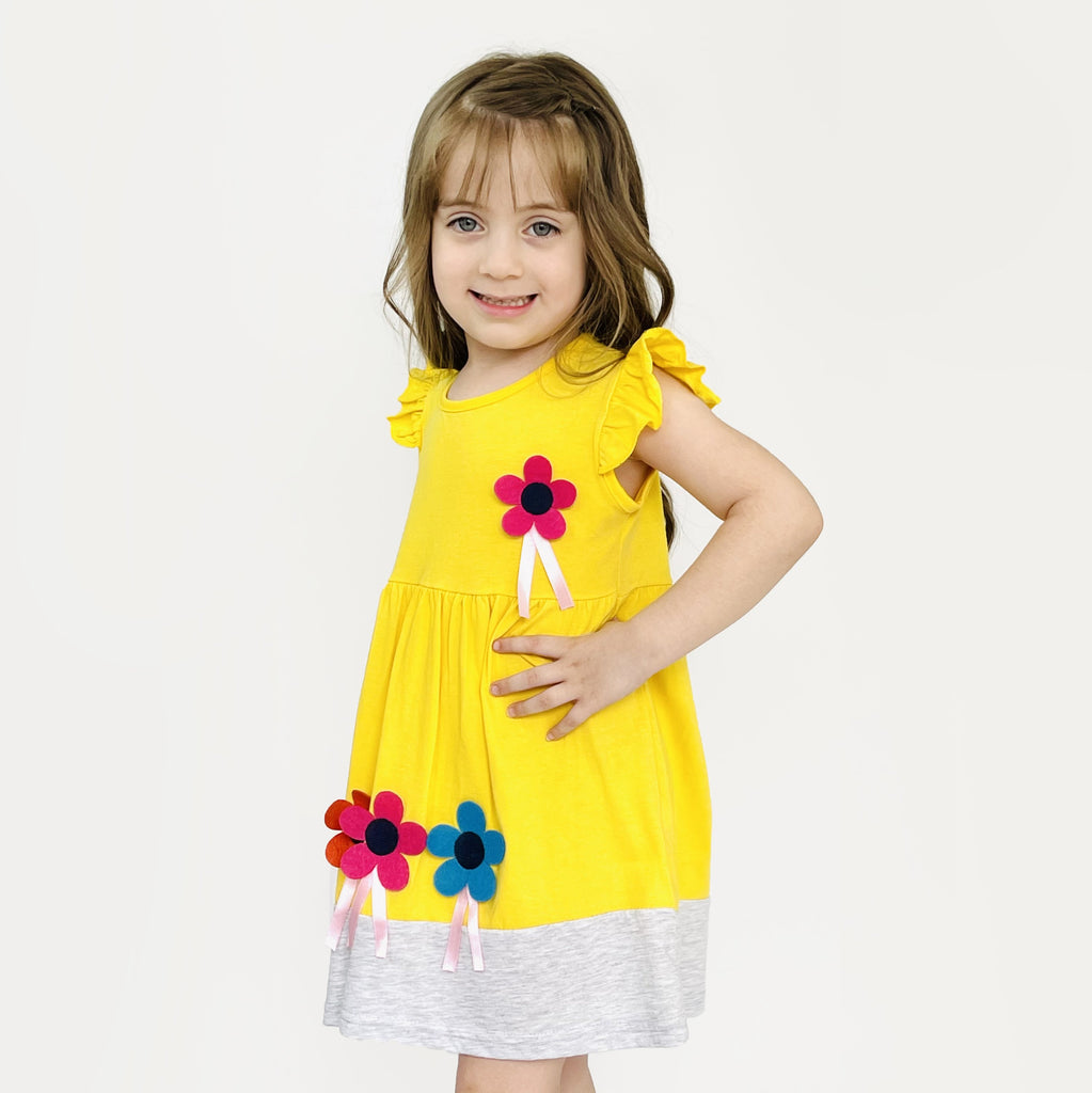 Girls Cotton Floral Dress for Summer | Girl's Ruffled Short Sleeve