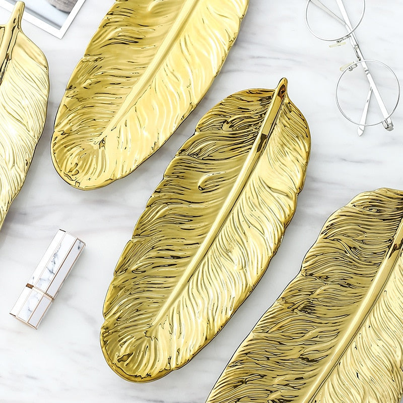 Gold Feather Dish